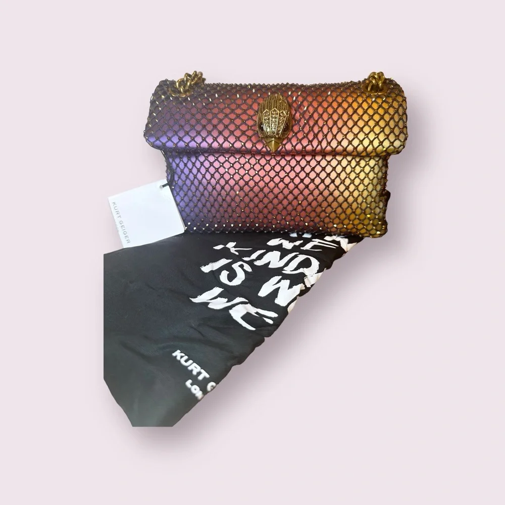 Kurt Geiger Mini Kensington Fabric Multicolor Gradient Embellished Shoulder Bag - Picture 9 of 10